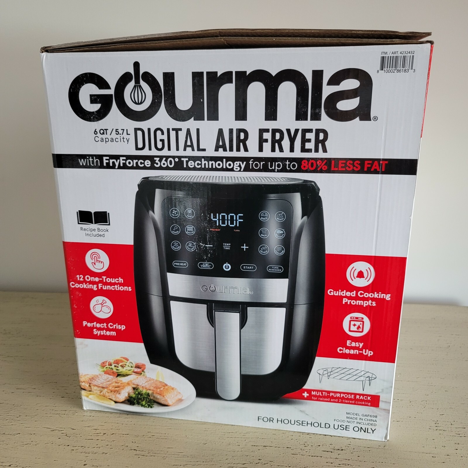 Gourmia 6 QT Digital Air Fryer With FryForce 360 Degree Technology 80