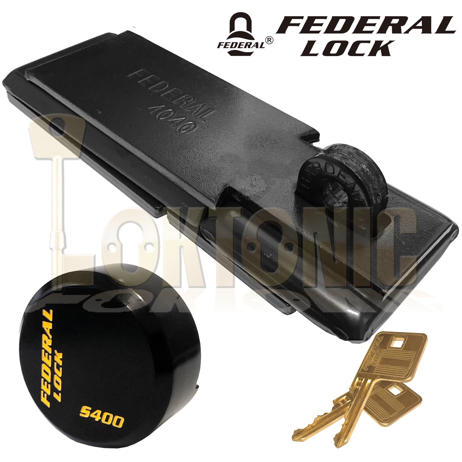 Federal High Security Hardened Steel Hasp and Staple + Shackless Puck