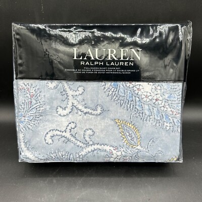 NEW Ralph Lauren Karina Paisley Full/Queen Duvet 3 pc Set Blue Multicolor