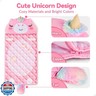 iPlay, iLearn Kid Sleeping Bag, Unicorn Slumber Sack, Toddler Girl Nap Mat, 2 In 1 Pink Animal Cushion Blanket, Happy Travel Sleepover Daycare Preschool Birthday Gift for 3 4 5 6 Year Old Child Summer