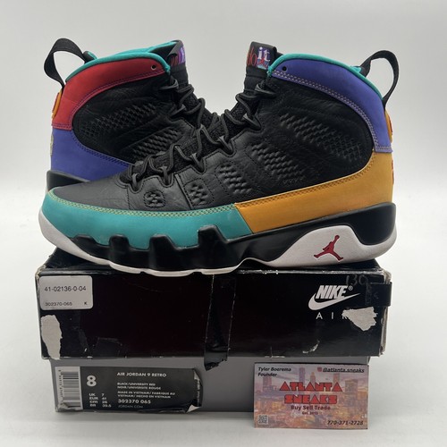 Size 8 - Air Jordan 9 Retro Dream It, Do It Black Yellow Aqua Red