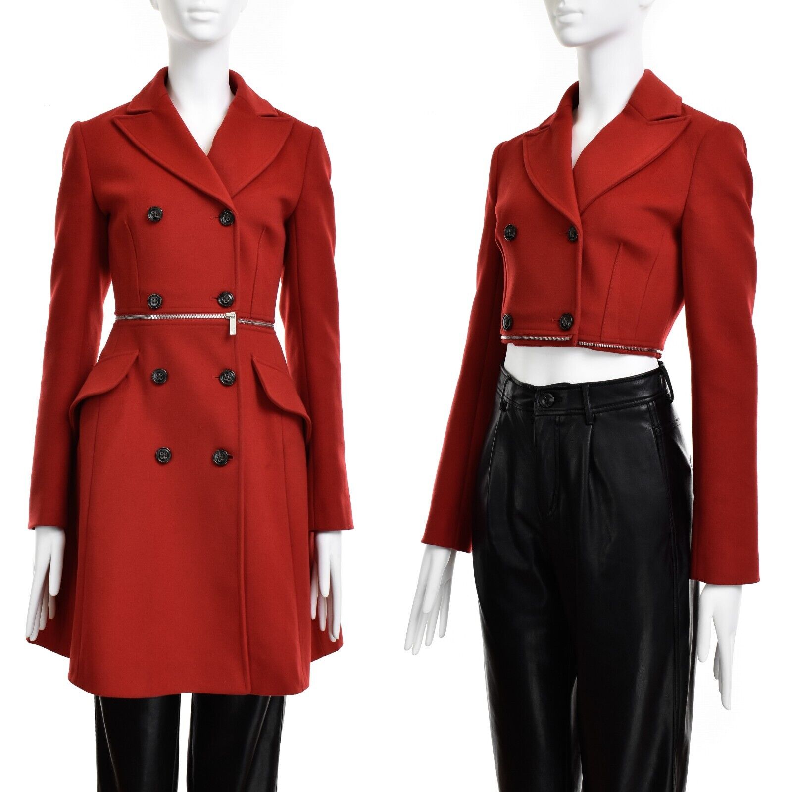 KAREN MILLEN Zip Waist Transform 2 in 1 Red Coat Jacket Wool KAREN MILLEN Zip Waist Transform 2 in 1 Red Coat Jacket Wool