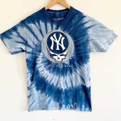 Liquid Blue GRATEFUL DEAD x NY YANKEES Steal Your Base TIE DYE Tee Shirt Medium
