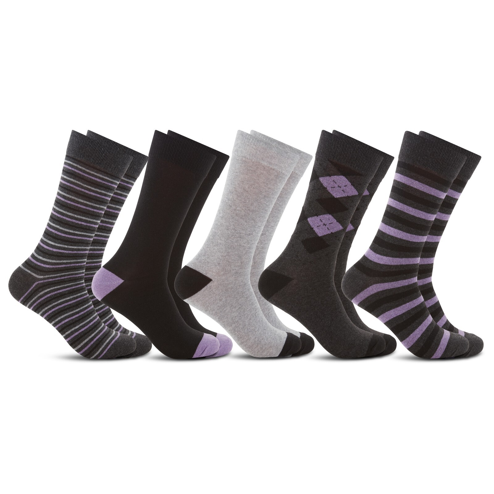 5/6/12 Pairs Men's Dress Socks Fashion Casual Crew Multi Color Cotton Size 10-13