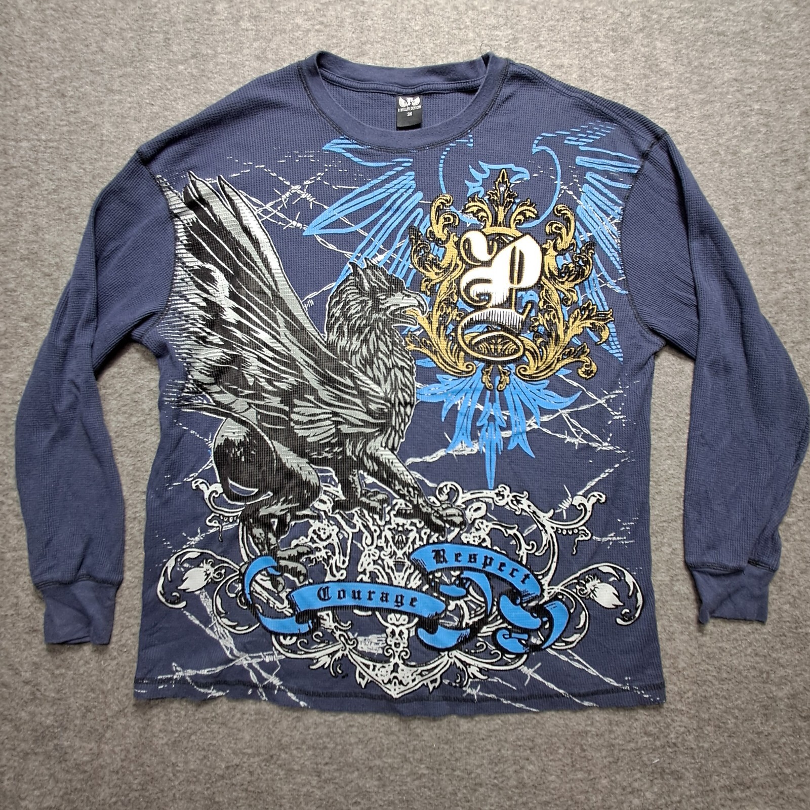Y2K Mens 3xl Long Sleeve Waffle Thermal Blue by P. Miller Y2K Mens 3xl Long Sleeve Waffle Thermal Blue by P. Miller