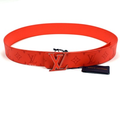 NWT Louis Vuitton Red Monogram LV Initiales Logo Buckle Belt DS SS22 AUTHENTIC