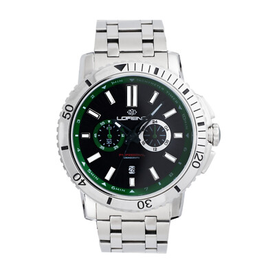 Pre-owned Lorenz Mens Wristwatch  Navisport 26893cc Chrono Stainless Steel Black Sub 100mt