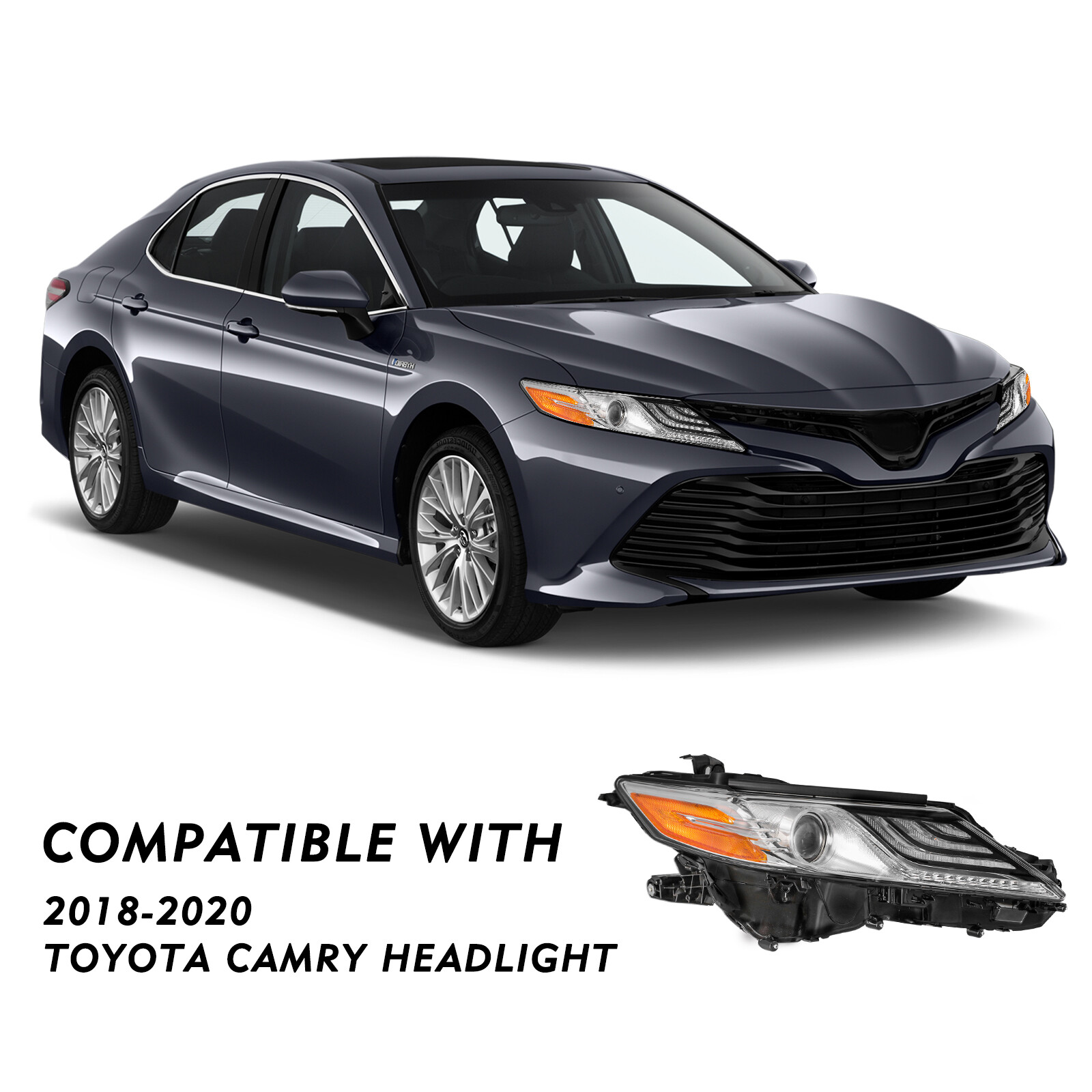Driver & Passenger Side For 2018-2020 Toyota Camry XLE XSE Headlight W/LED DRL