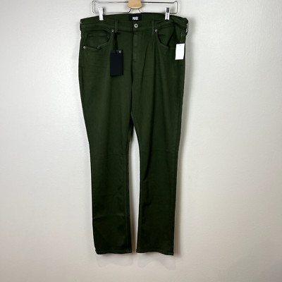 Paige Mens Federal Slim Fit Jeans 34X32 Transcend Pine Shade Green Stretch NEW