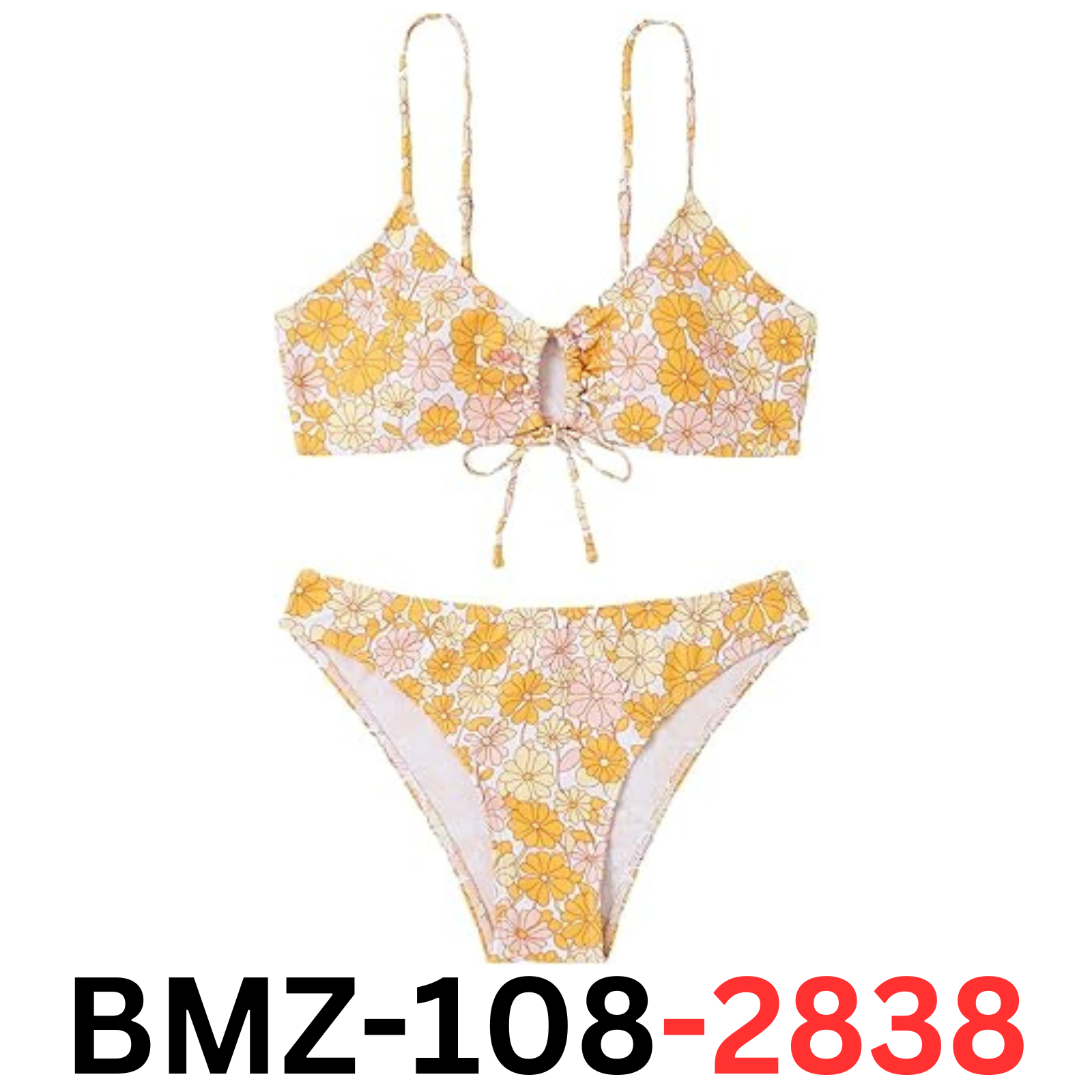 SOLY HUX Women Spaghetti Strap Floral Print Bikini Bathing Suit 2 pc Swimsuit, S
