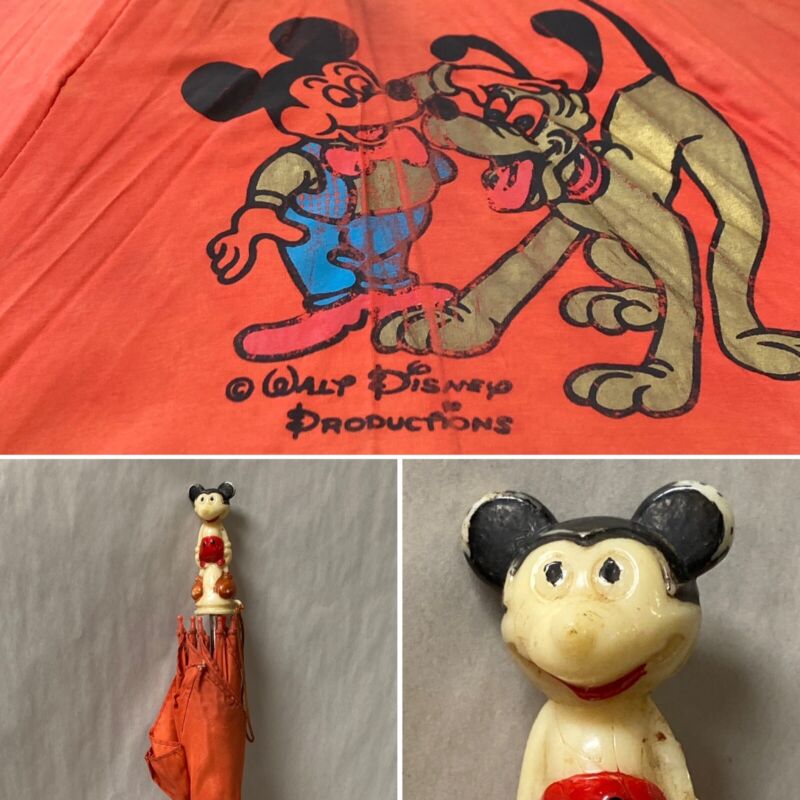 Rare! Vintage Mickey Mouse Umbrella Parasol Celluloid Handle ￼Disney