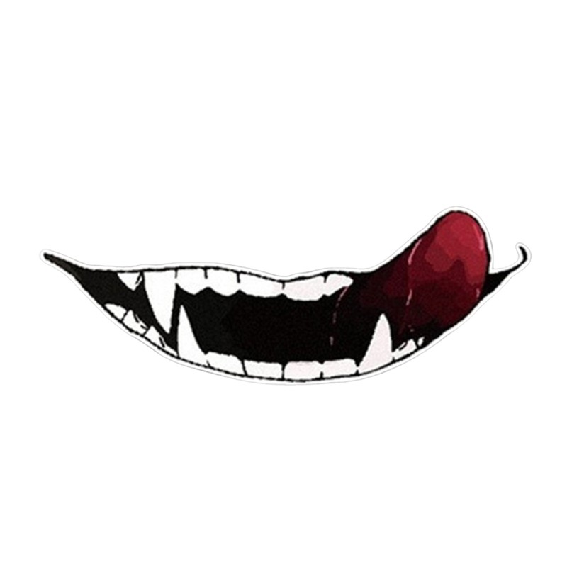 Personality Teeth Sticker Decal Set Hard Hat Motorcycle Helmet Toolbox Car