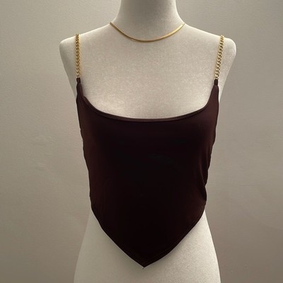 MadRags Gold Chain Brown Crop Top (M)