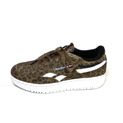 New Reebok Club C Double Revenge Women's Sneakers Brown Leopard Prints Size 7.5