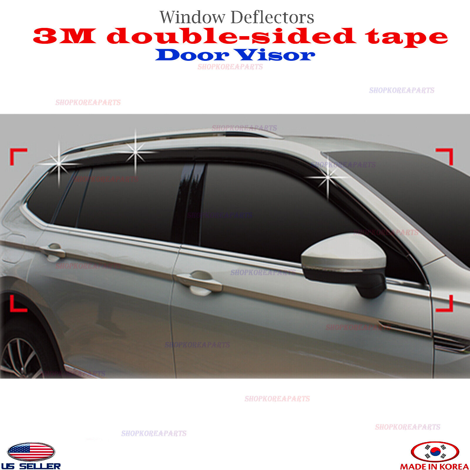 2S Tape Door Visor Smoke Window Vent Deflector for Volkswagen Tiguan 18-23⭐6pcs⭐