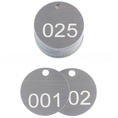 1.5" Aluminum Tag Set - Numbered 1 to 25 - Round Circle Valve ID Tags 1 1/2 Inch
