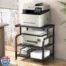 niffgaff Mobile Printer Stand with Large Desktop - 3 Tier Shelf, 24.4 Inch Height, Wooden Organizer for HomeandOffice, Black