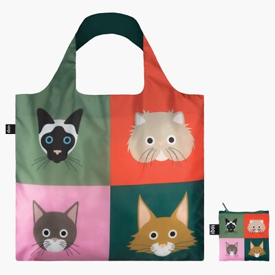 Loqi Stephen Cheetham Cats Folding Tote Bag