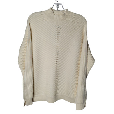 Marine Layer Womens Ivory Skylar mock Turtleneck Sweater Size Large NWT wool