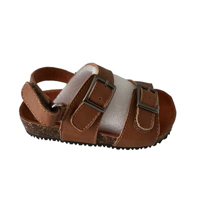 McCoy's Boys Slingback Sandals Size 7 Leather Neutral Minimalist Beach NEW