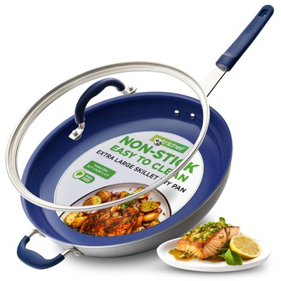 	Nutrichef 14  Fry Pan with Lid - Extra Large Skillet Nonstick Frying Pan	