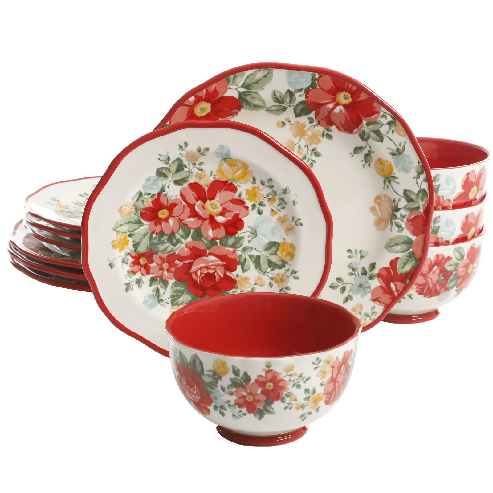 Red Fan-shaped Edge Vibrant Country Style