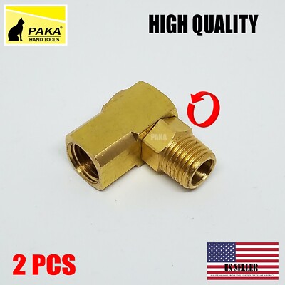 2PCS  BRASS AIR SWIVEL CONNECTORS 90 DEGREE ANGLE 360 SPIN 1/4'' NPT 1/4'' HOSE