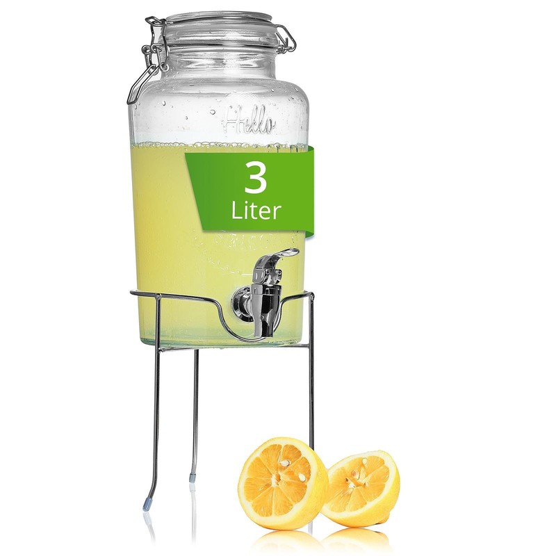 GetrÃ¤Nkespender Glas Mit Zapfhahn Und StÃ¤Nder 3 Liter Wasserspender Saftspender