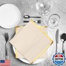 Fulmoon 100 Pack 2 Ply Cocktail Napkins Paper Gold Foil Trim Edge Beverage Dessert Disposable Paper Napkins Dinner Baby Shower Wedding Birthday Party Tableware Decorations, 5 x 5 Inches(Beige)