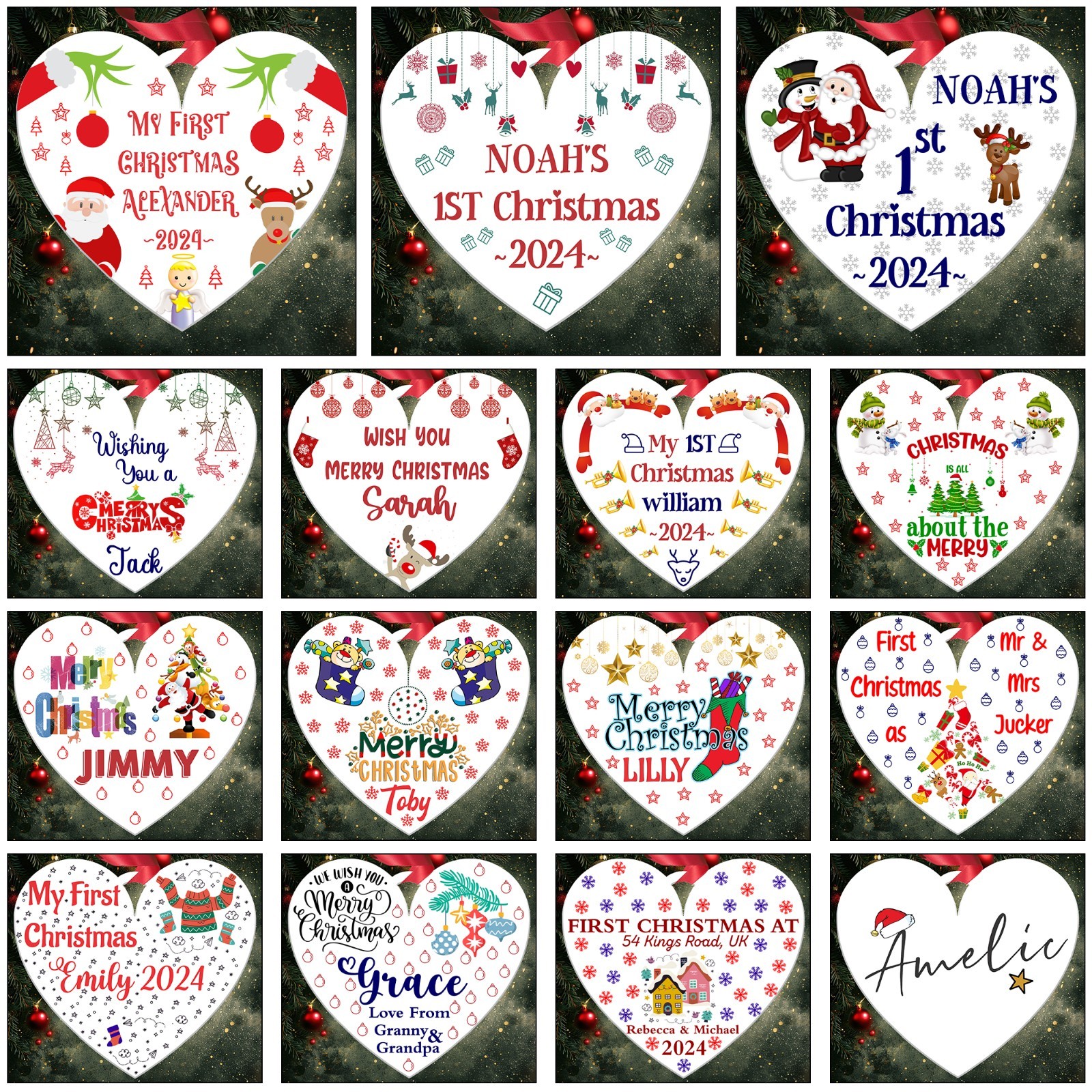 Christmas Bauble Custom Personalised Name Tree Decoration Xmas Ornament Gift