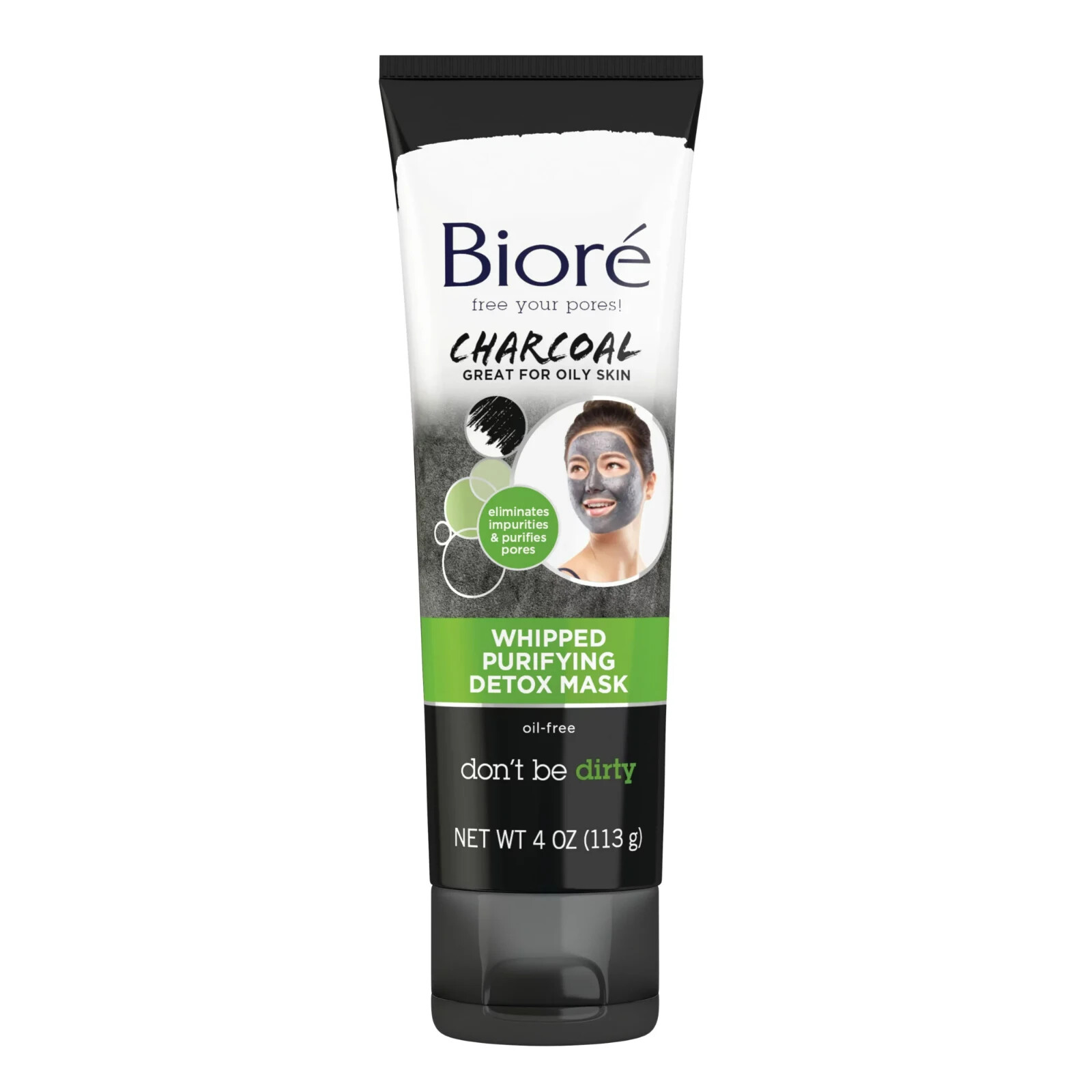 Biore Charcoal Whipped Purifying Mask Great for Oily Skin, Intense Cooling, 4 Oz