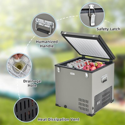 68 Quart Car Refrigerator 12V Portable Car Freezer Fridge w/DC & AC Adapter