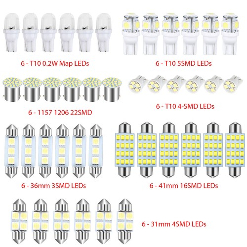 42pc LED Interior Lights Bulb Kit Dome License Plate Lamp 6000K for Honda Toyota