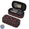 HKHEHOP Red Cherry Black Pencil Case Big Capacity Storage Pencil Pouch Stationery Bags With Zipper Portable Pen Holder Box Organizer For Boys Student College School Office Supplies