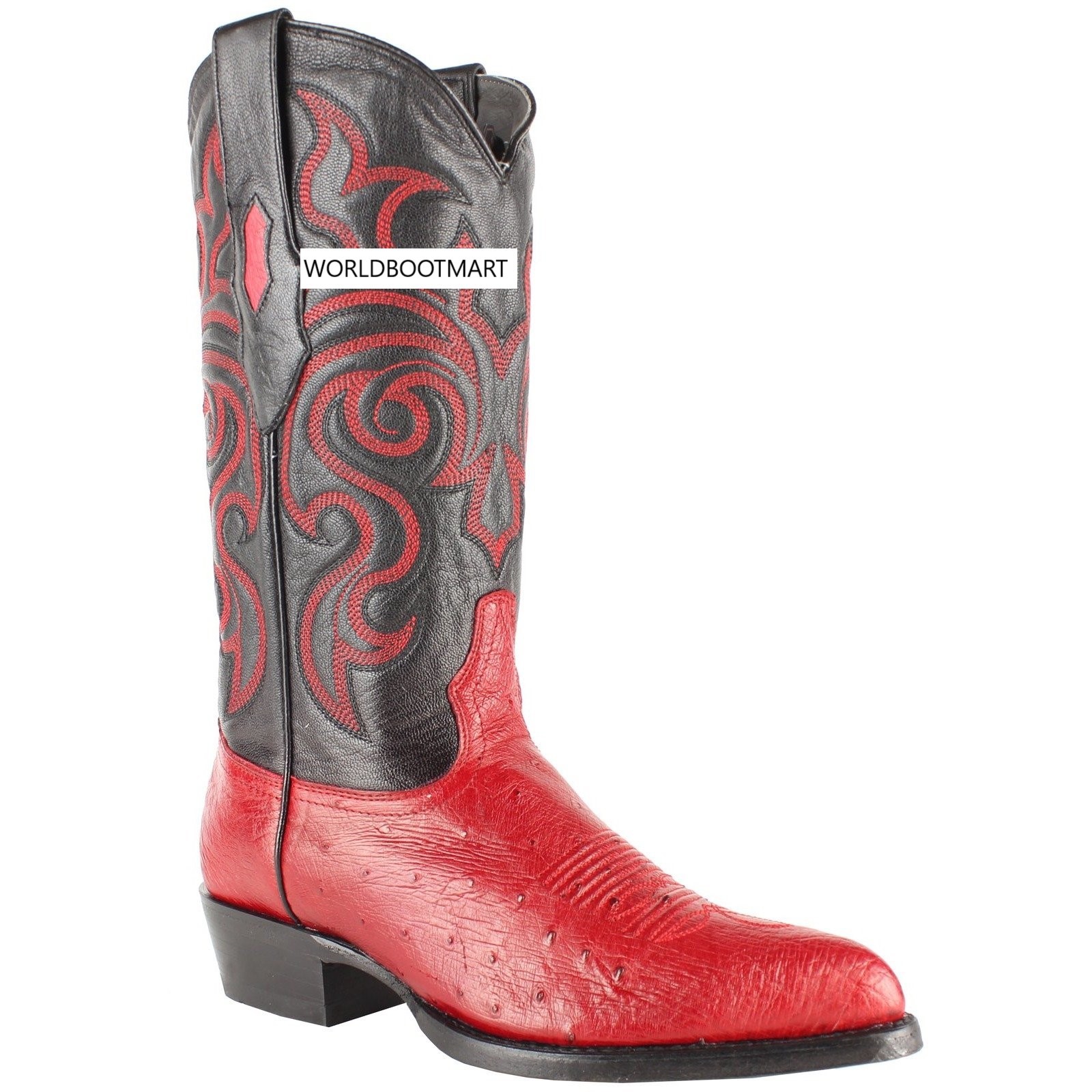 Pre-owned Los Altos Boots Los Altos Red Genuine Smooth Ostrich Western Cowboy Boot J-toe (d)