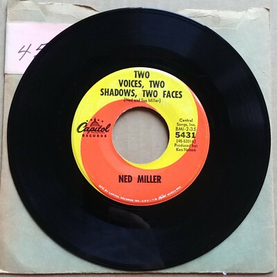 NED MILLER Two Voices Two Shadows Two Faces 45 7'' COUNTRY Record Vinyl Capitol