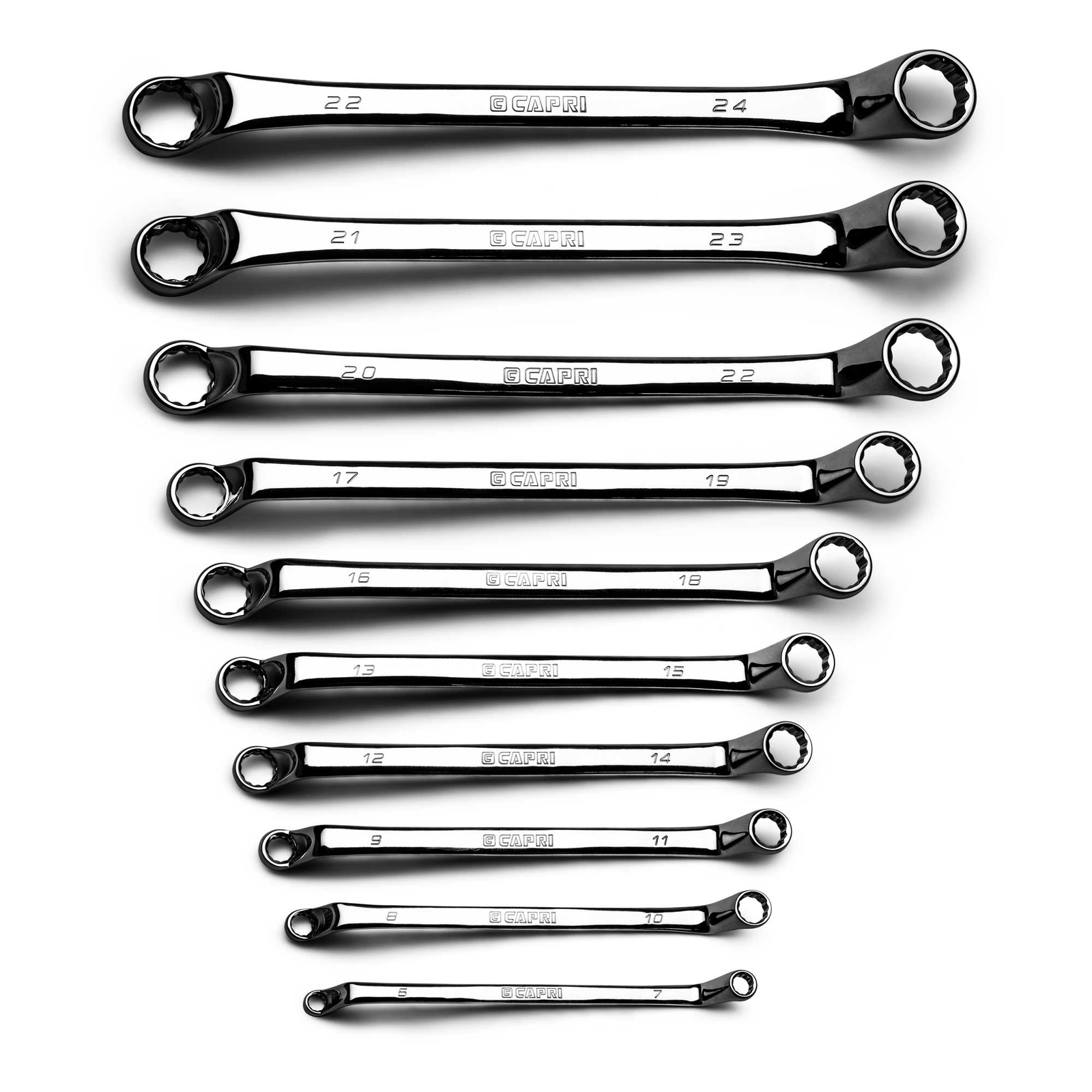 Capri Tools 75Degree Deep Offset Double Box End Wrench Set, Metric, 10