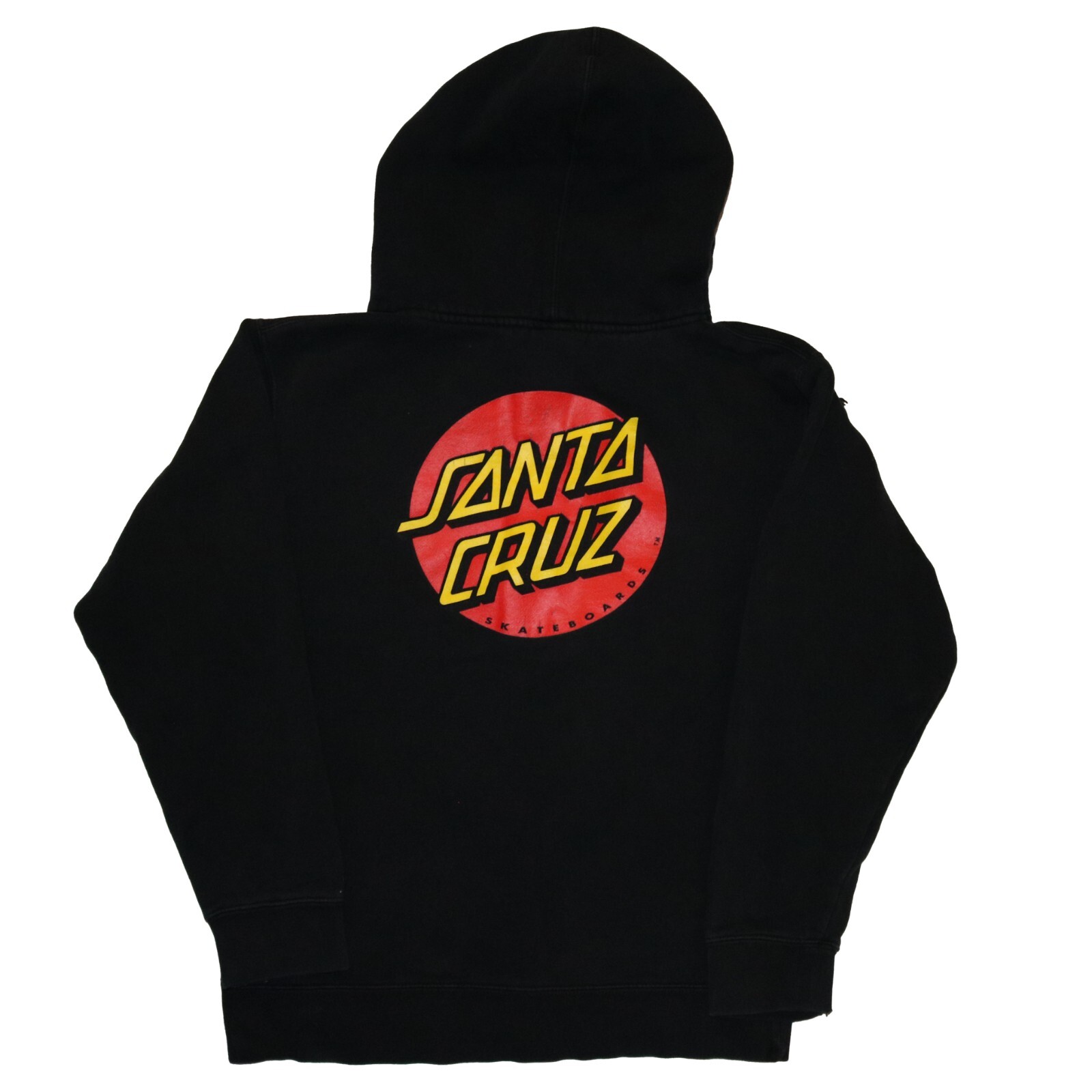 Santa Cruz Hoodie Black Full Zip Up Sweatshirt Small Front Back Logo Skateboards