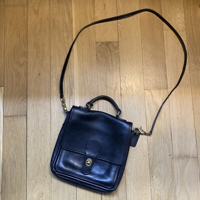 VTG Coach 5130 Black Leather Willis Station Crossbody Bag eBay