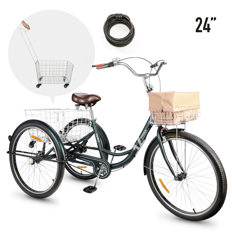 24" Dreirad für Erwachsene Fahrrad 3 Räder Senioren Einkauffahrrad Tricycle BIKE