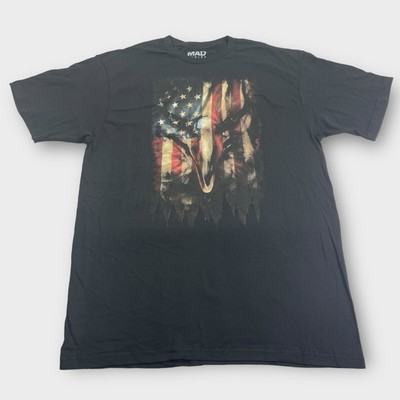 Mad Engine American Flag With Eagle Graphic T-Shirt Adult Size Large