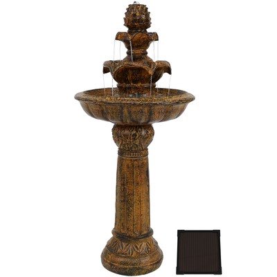 Ornate Elegance Outdoor Solar Fountain with Battery - Rustic by Sunnydaze