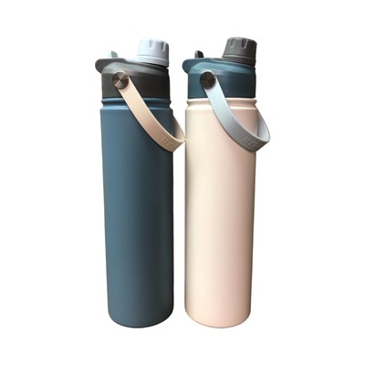 Бутылка Hydraflow Hybrid с двойной крышкой из нержавеющей стали, 25 унций, 2 упаковки (песочная/цветная) Синяя