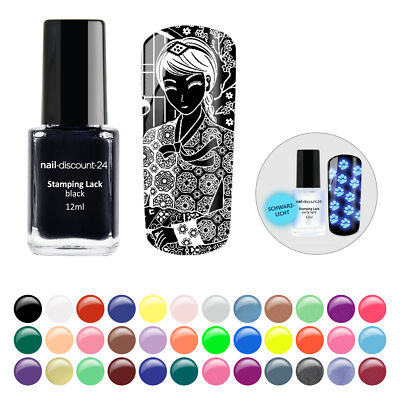 Stampinglack XL 12ml Stempel NAIL Konad Moyou Glitter Neon Pastell Nagel Lack UV