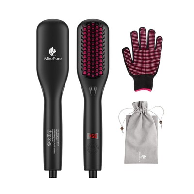 Hair Straightener Brush with Ionic Generator by MiroPure, 30s Fast MCH Cerami...