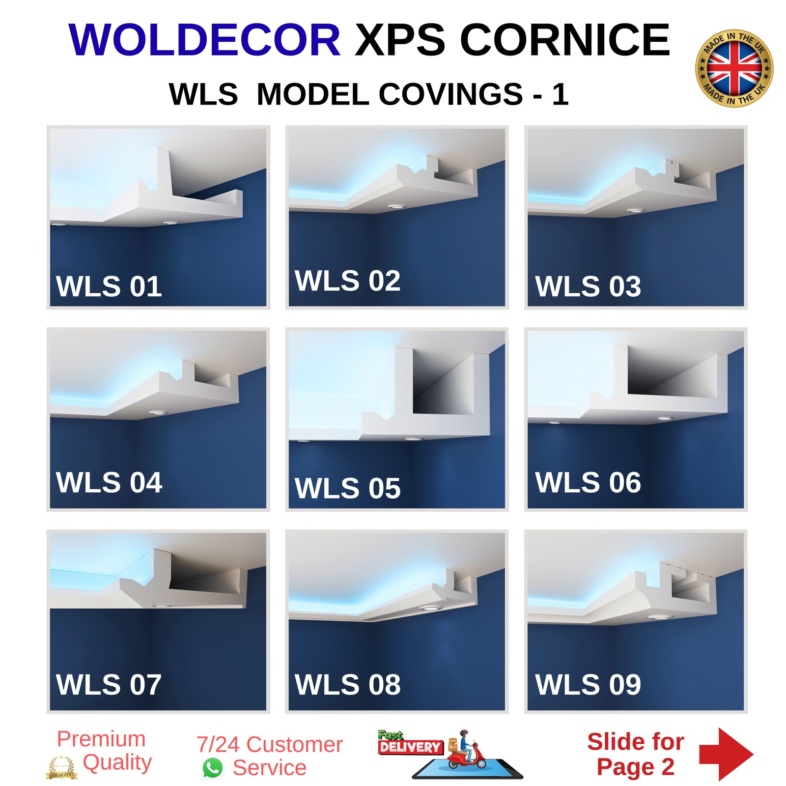Coving Cornice Moulding Led Type Xps Extruded Polystyrene Material DIY WLS