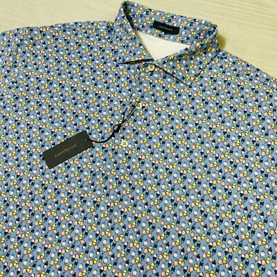 NWT Turtleson Sully Performance Golf Polo Men s Large AOP Popsicles In Luxe Blue