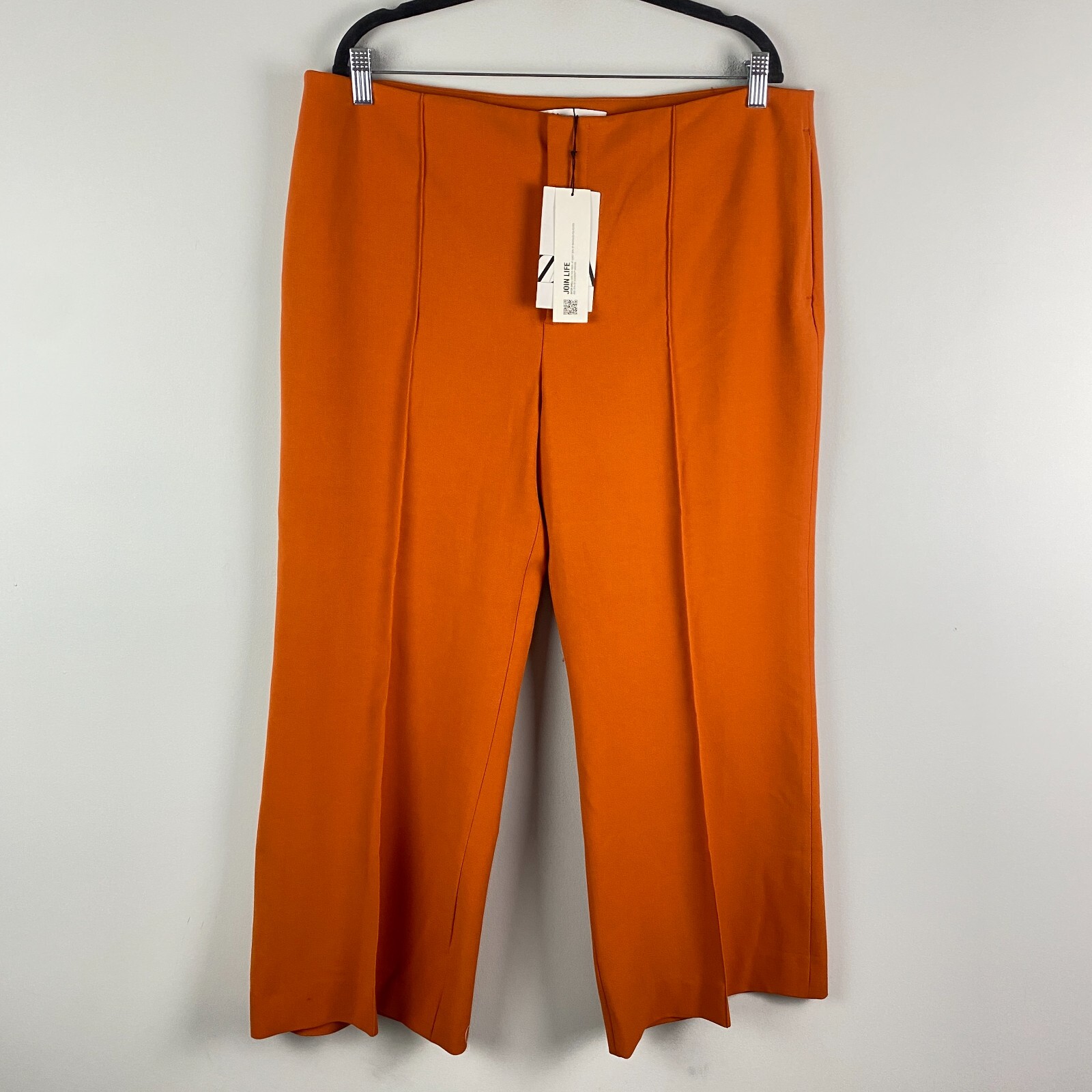 Zara Orange Wide Leg Trouser Pants Size XXL Stretch | eBay