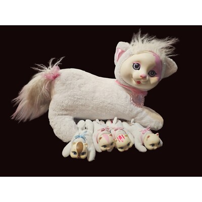 2015 Kitty Surprise White and Pink Cat Plush Stuffed Animal with 4 Baby Kittens.