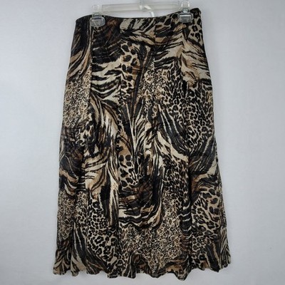 Conrad C Collection Animal Print Midi Skirt Vintage Viscose Leopard Tiger Size 6